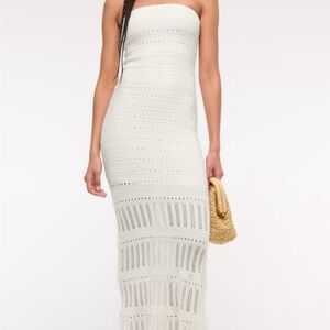 Abercrombie & Fitch | Strapless White Strapless Crochet Dress